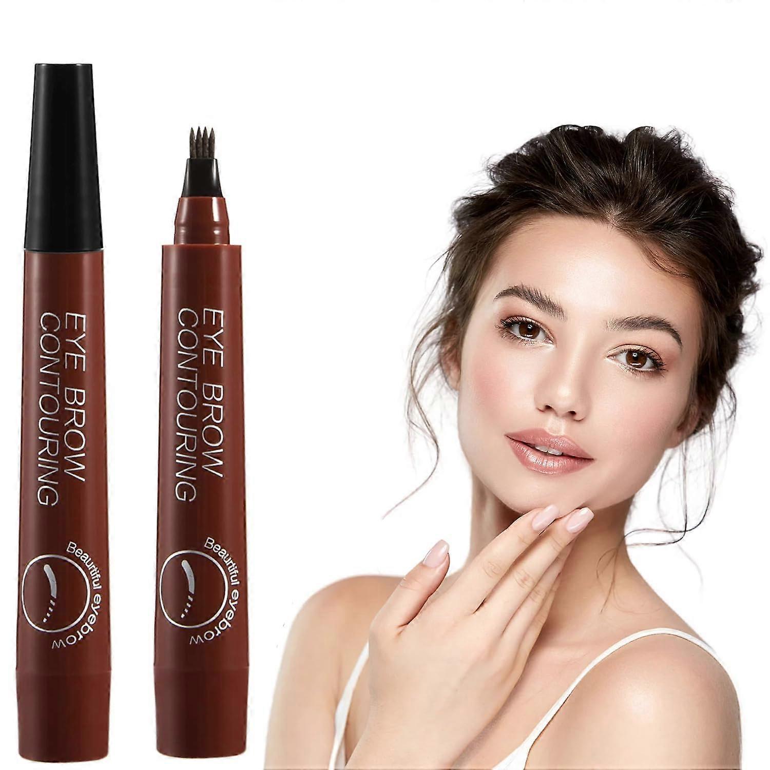 Waterproof 4Tip Microblading Eyebrow Pencil Reddish Brown Long Lasting Natural Brow Definition