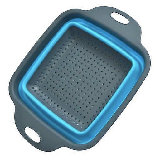 Collapsible Silicone Colander Set with Handles, Foldable Strainers for Fruit, Vegetables, Pasta, Blue