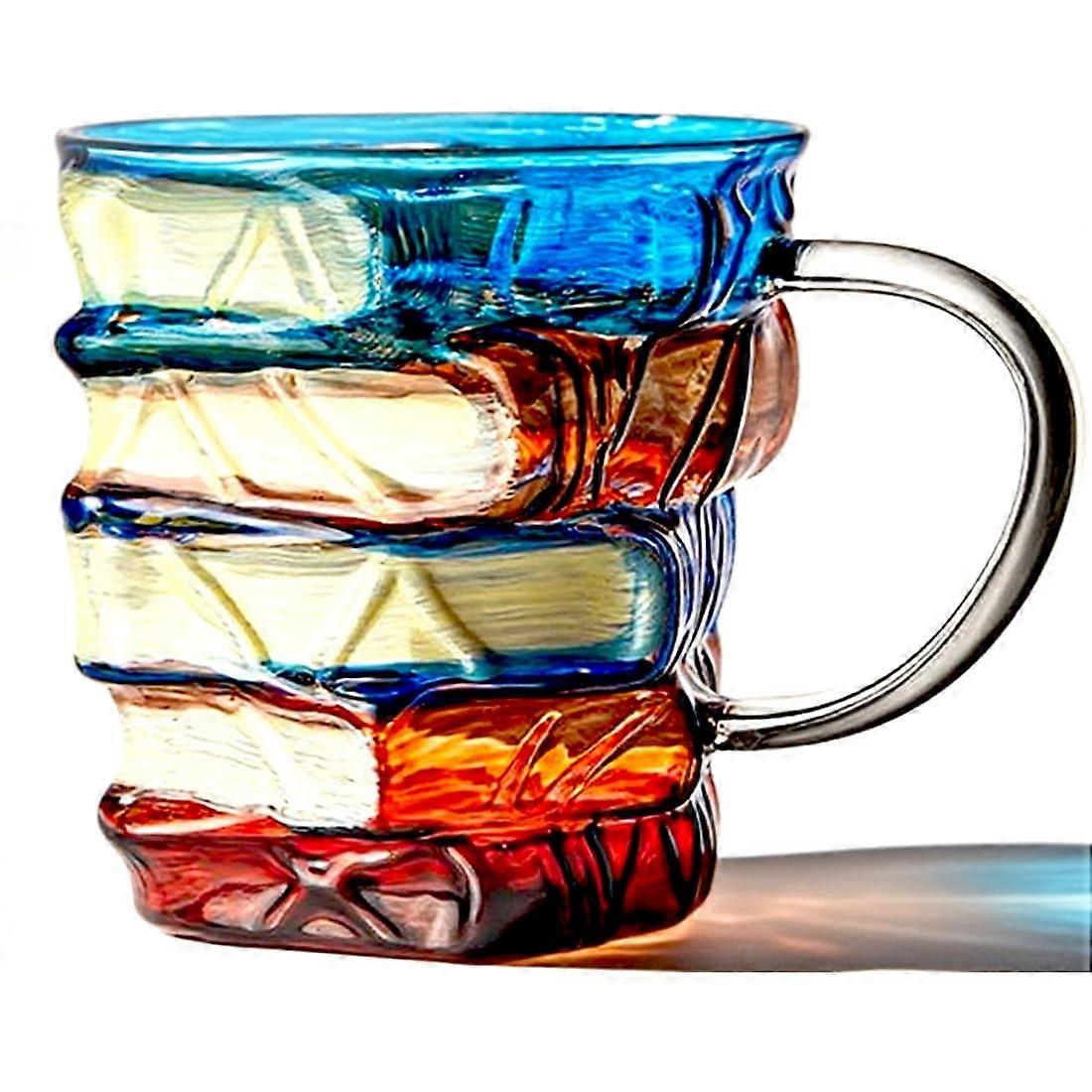 Book Lover Coffee Mug, HandPainted Book Stack Design, Large 14oz Borosilicate Glass for Writers