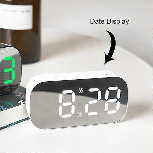LED Electronic Desk Clock, White Green Light, USB Powered, Desktop Clock