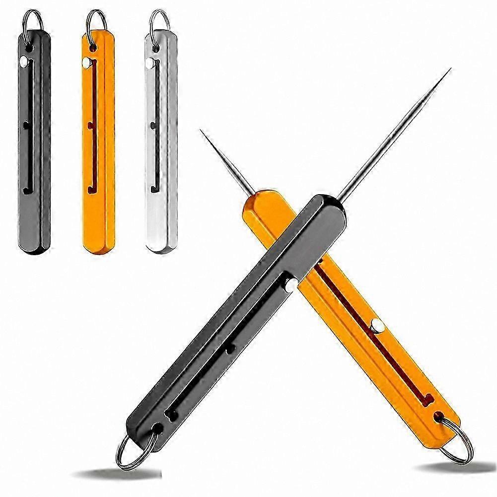 5pcs Portable Titanium Toothpicks, Retractable Reusable Metal Toothpick Keychain with Holder