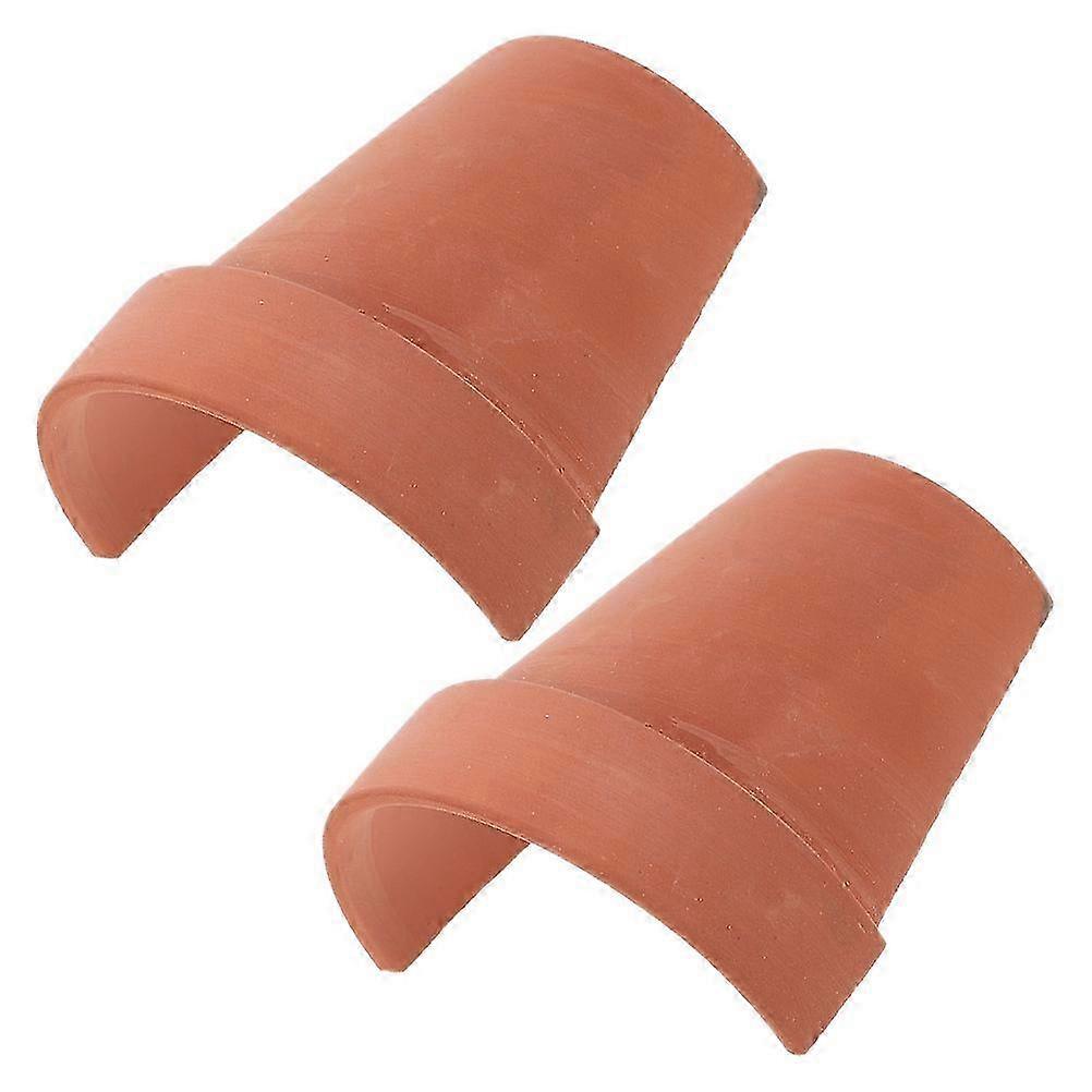 Brown Reptile Hideout Cave for 2Pcs Turtle Basking Platform Decoration