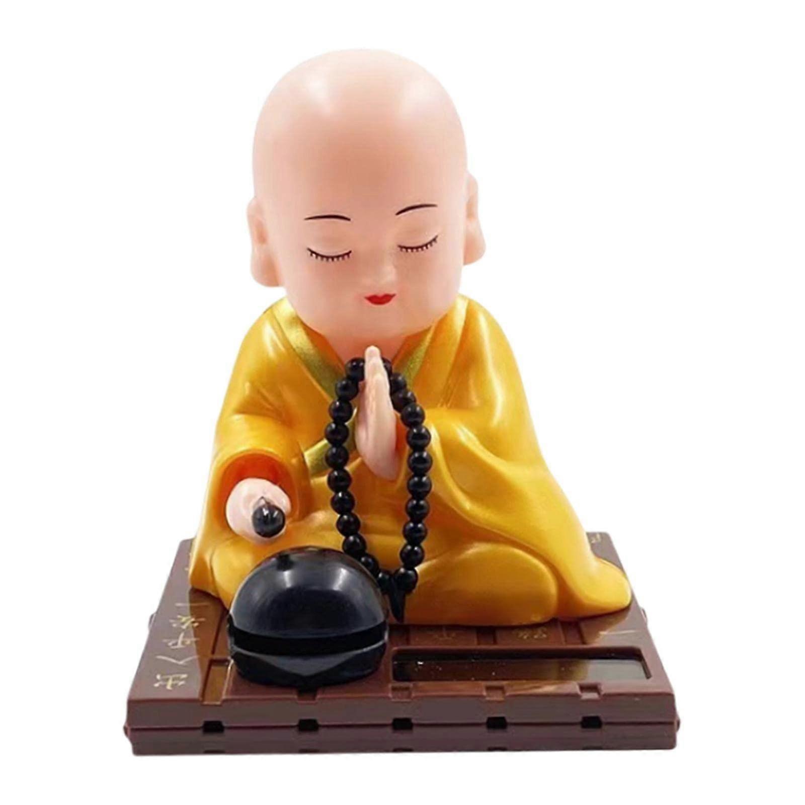 Yellow Solar Powered Bobblehead Toy with Dancing Motion for Car Dashboard Decoration S