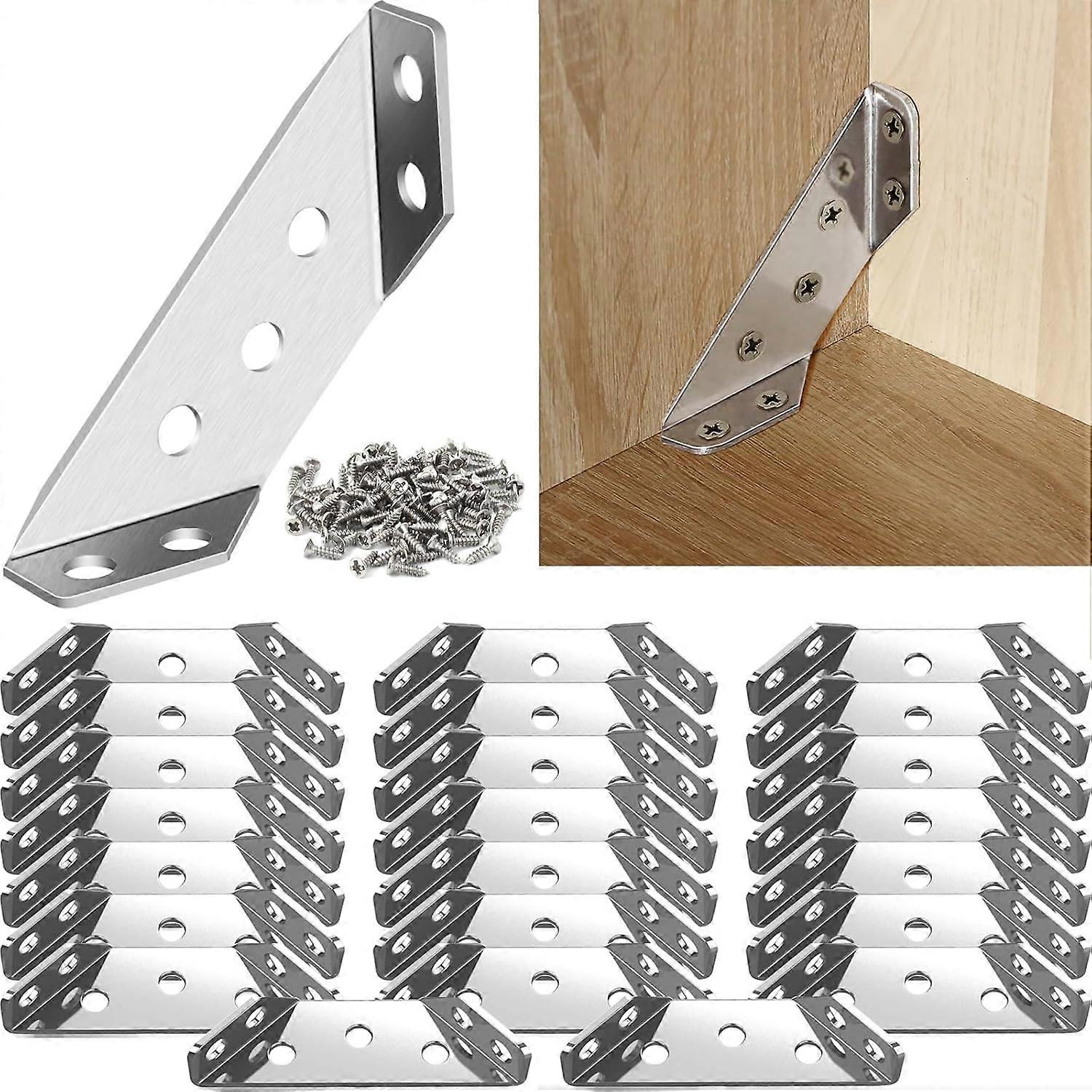 Fixed bracket, 24 stainless steel triangular fixed brackets, heavy-duty bracket, triangular bracket support