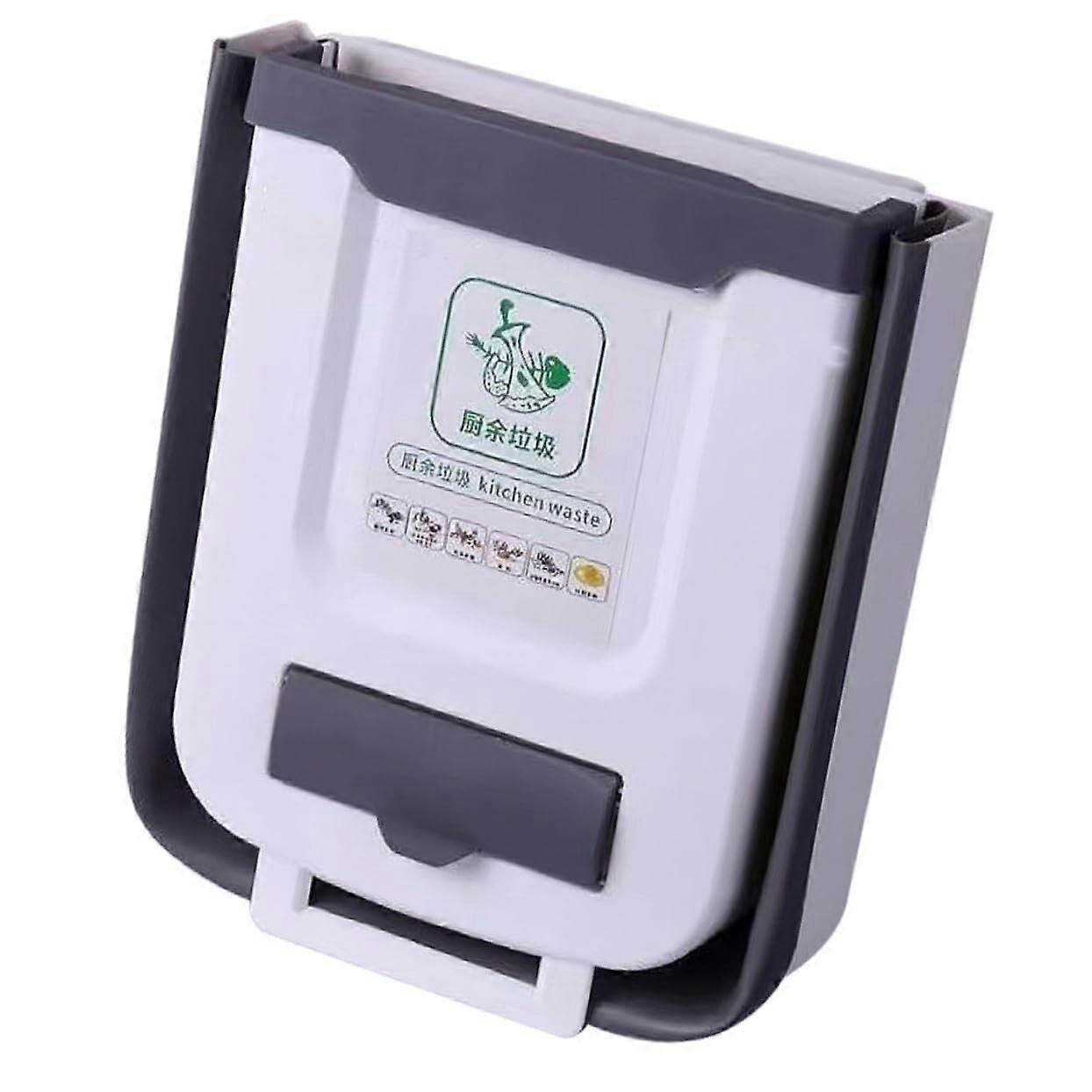 Foldable Hanging Trash Can Wall Mounted Kitchen Compost Bin Space Saving Thickened Plastic