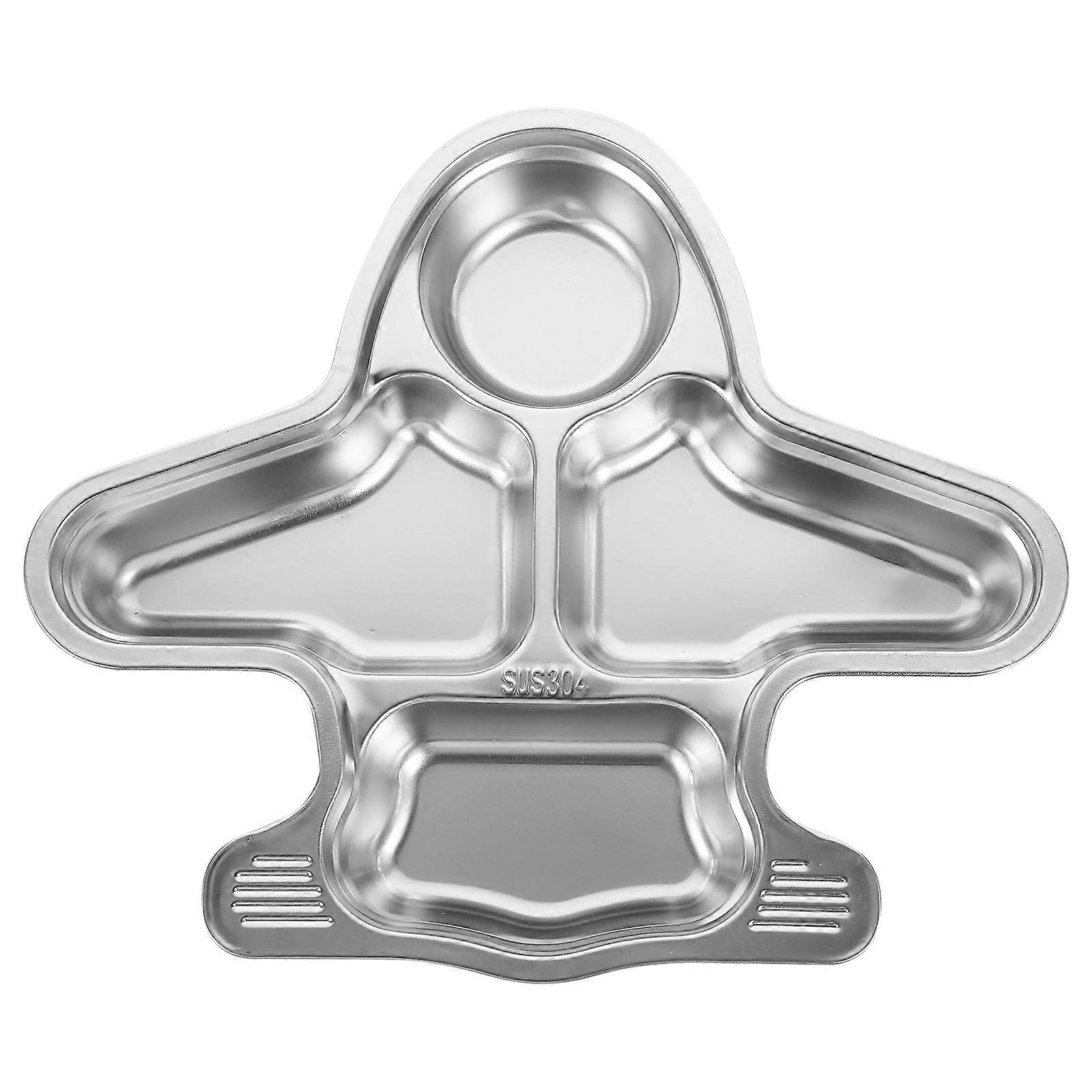 Children Dinnerware Square Tray Serving Food High Temperature Resistance 1Pc Silver