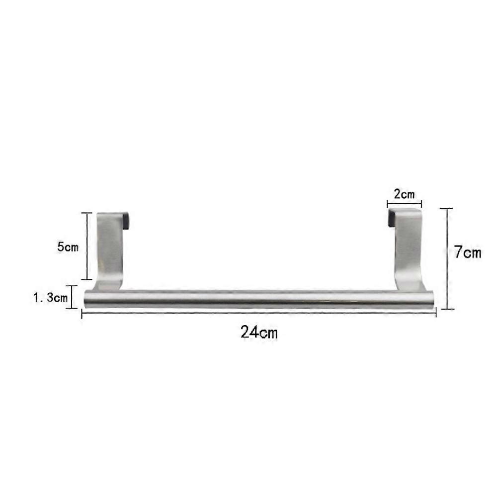 Towel Hanging Rack Single-Bar Multi-Function Door Organizer 2Pcs Silver