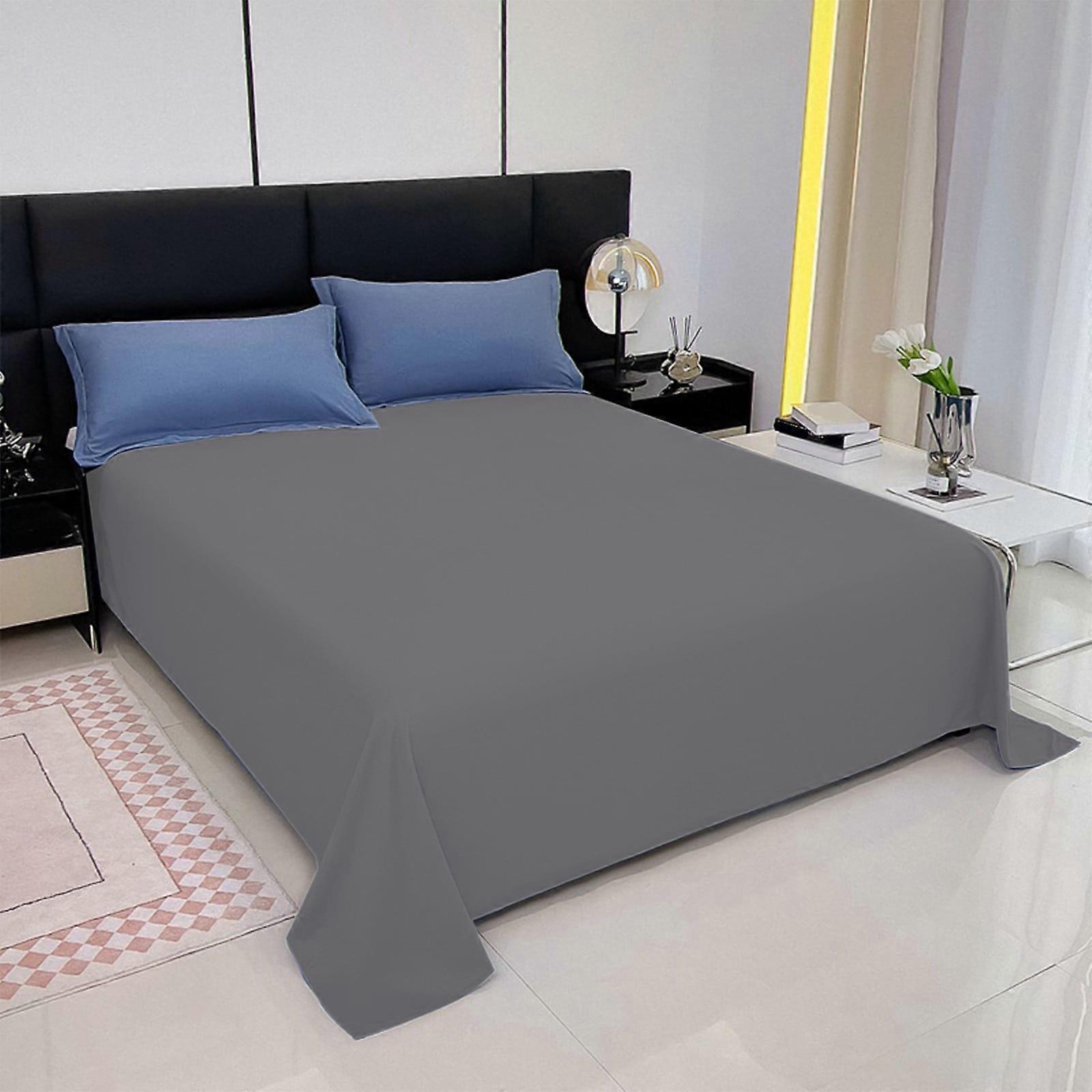 1 Pack Solid Color Flat Top Sheet Washed Cotton Like Textured Breathable Durable Soft Comfy