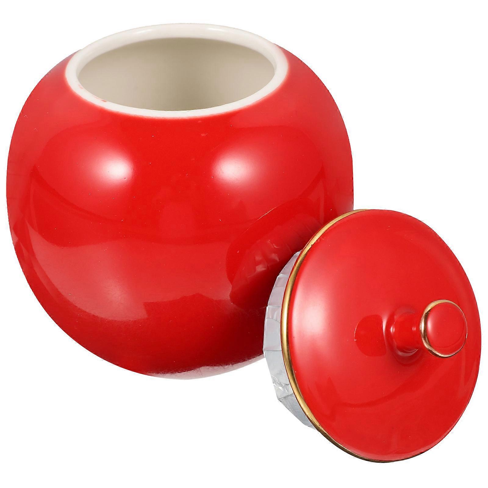 Ceramic Candy Holder Ceramic Jar for Storage Use 2Pcs Red