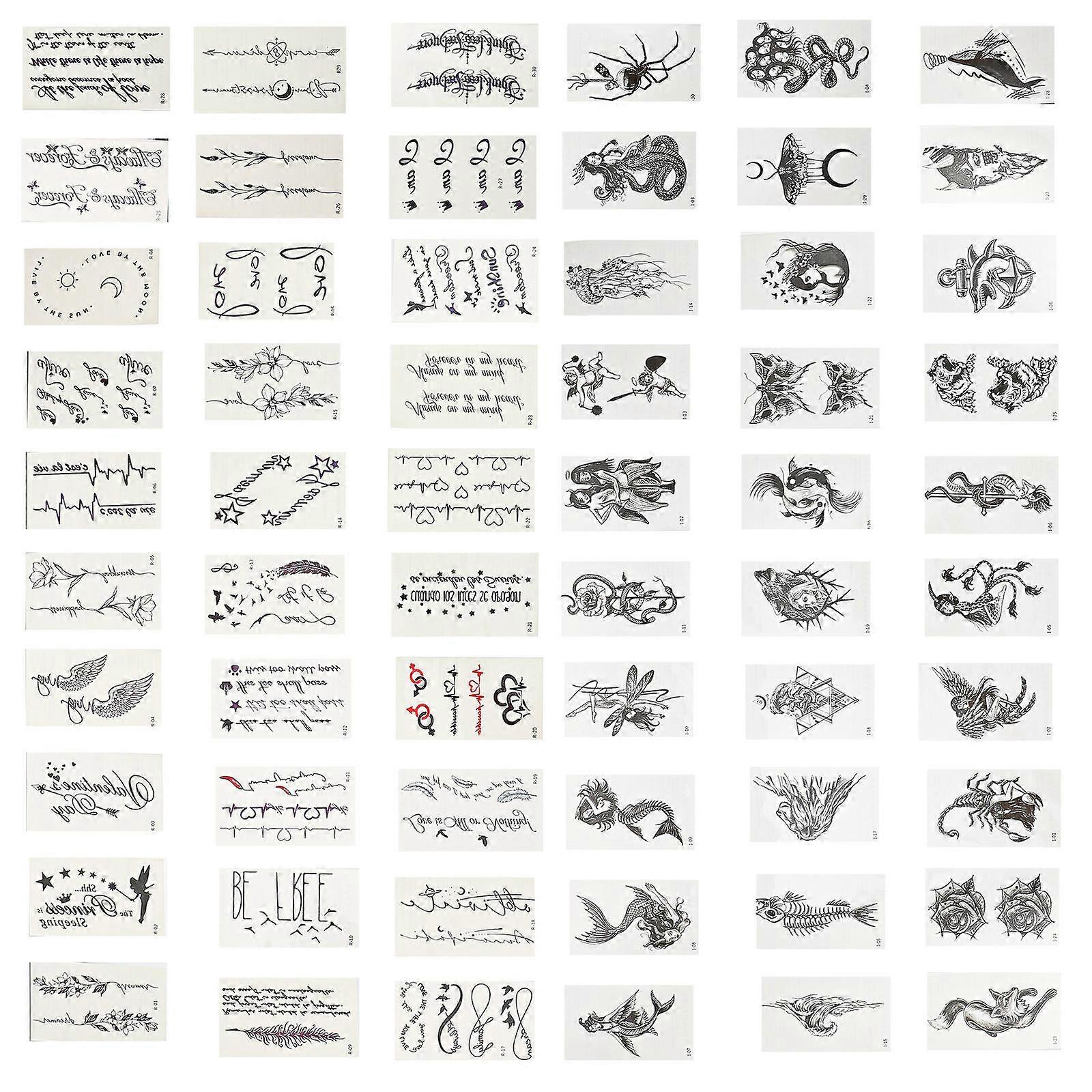 Tattoo Stickers Temporary Tattoos Quick Application 60 Sheets Set