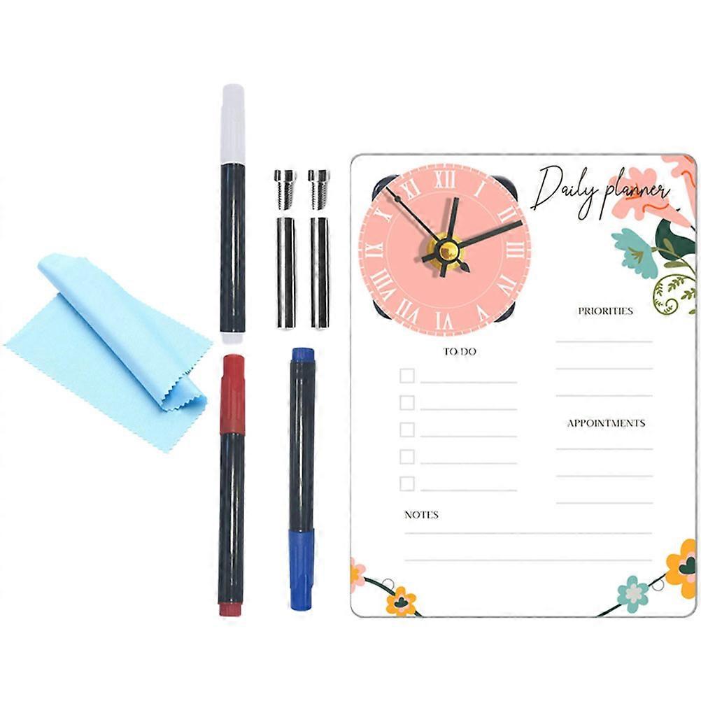 Acrylic Whiteboard Clock for Desk 5Sets Multi-Function Memo Boards