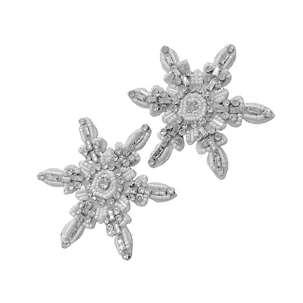 Snowflake Sewing Patch White Cloth Paste for Decor 2Pcs DIY Sweater Coat