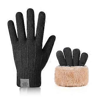 Guantes con pantalla táctil resistentes al frío y al calor, guantes de punto de felpa para mujer, guantes de punto de invierno
