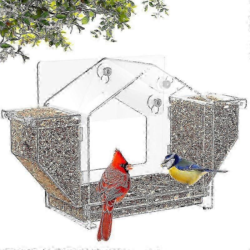 Window Bird Feeder Squirrel-Proof, 6.8-Inch Window-Mounted, Large Viewing Window