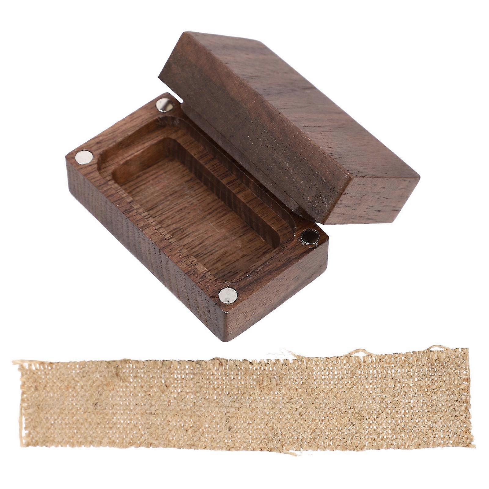 Engagement Proposal Ring Case Wood Ring Box for Storage Light Brown