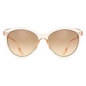 Calvin Klein CK19534S 270 Vollrand-Sonnenbrille, transparent, beige-braun, Damen, Cat-Eye, UV2, Original