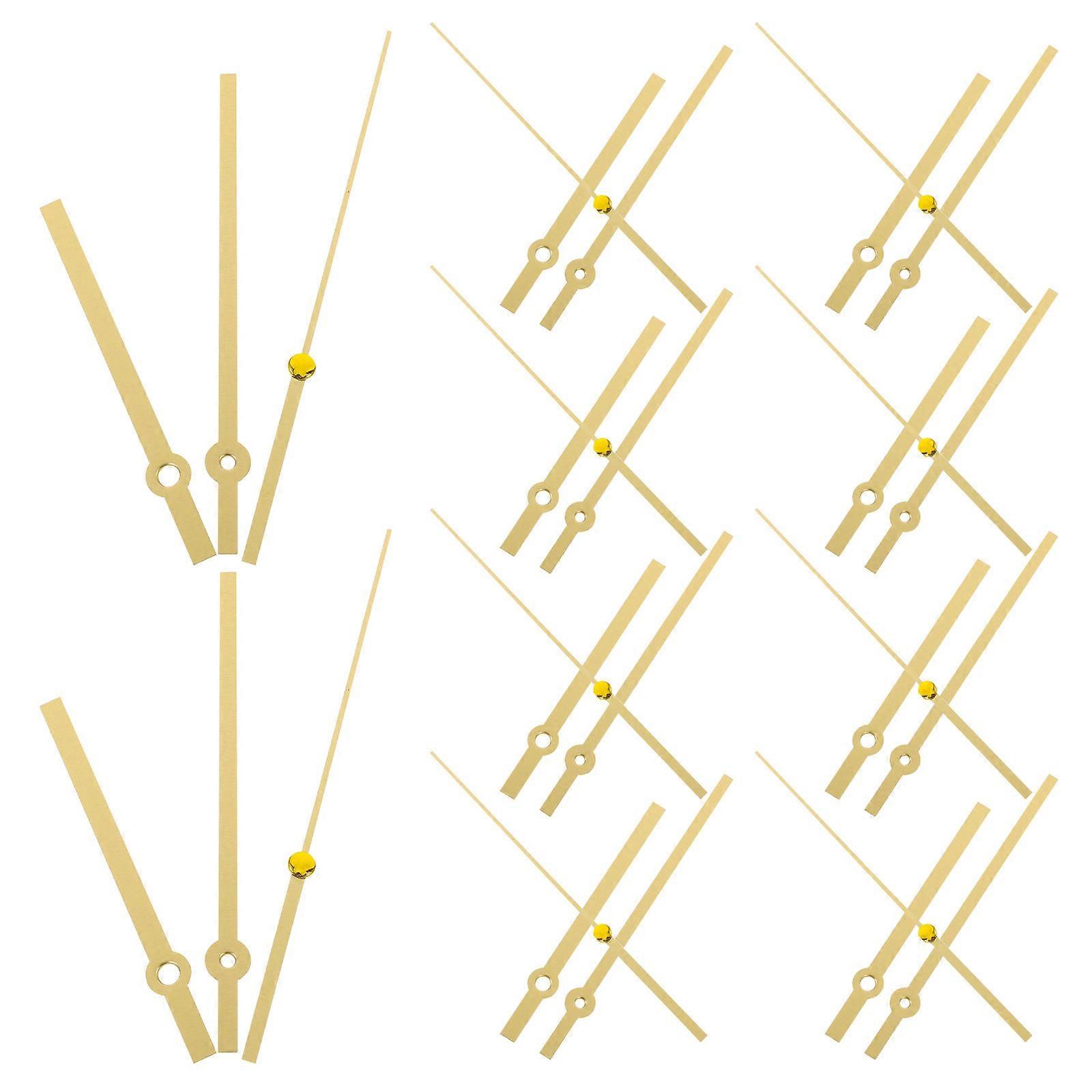 Golden Plastic Clock Hands Metal Clock Pointers for Maintenance 10Sets