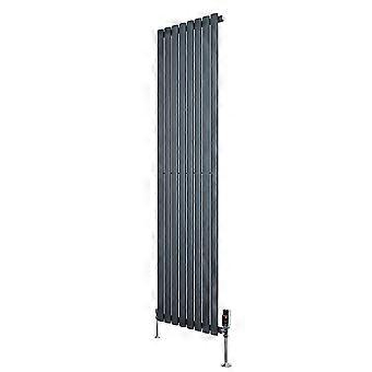 Oval Single Column Radiator 1800mm x 480mm & TRV Chrome Valves Modern Designer Single Panel Central