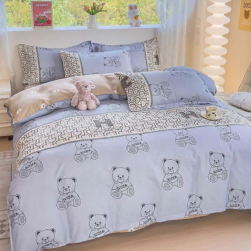 Cute brushed bear bedding set [Pill-resistant and colorfast]