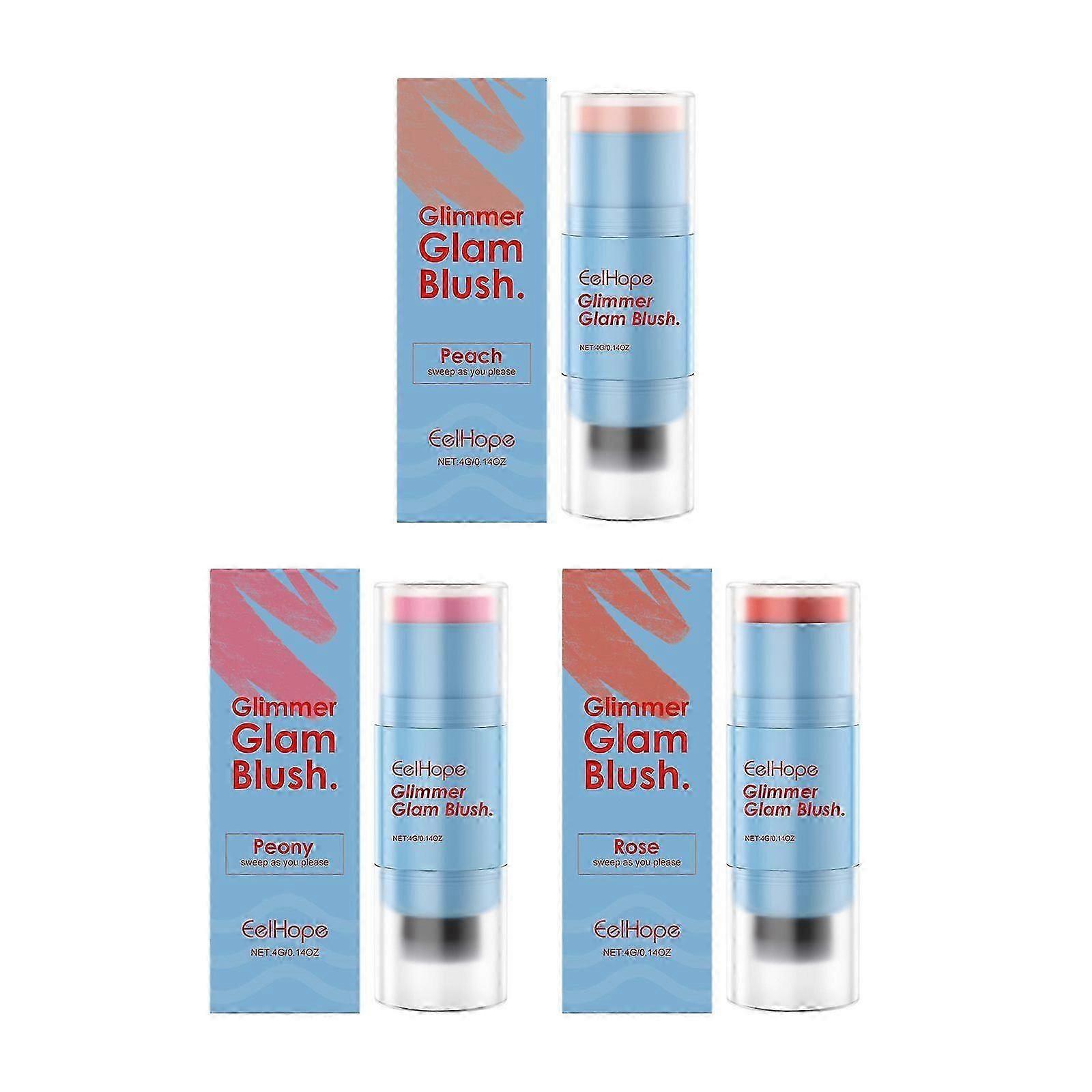Double-Ended Moisturizing Blush Stick with Brush  Long-Lasting, Multi-Purpose Makeup