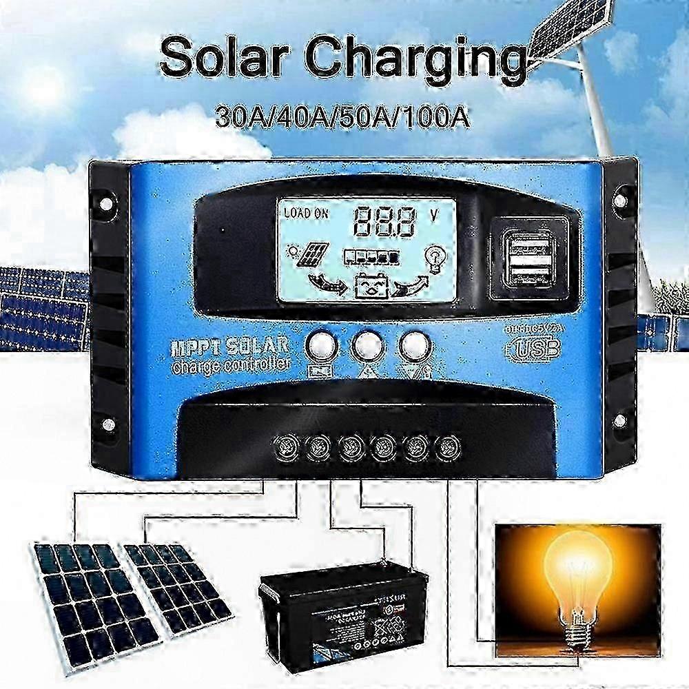 MPPT Solar Charge Controller 100A for 12V/24V Systems, LCD Display, Advanced Safety Features