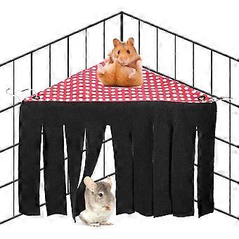 Guinea Pig Hideout, Corner Fleece Forest Hideaway Hammock for Small Animals, 3-in-1 Pet Bed and Cage Decor