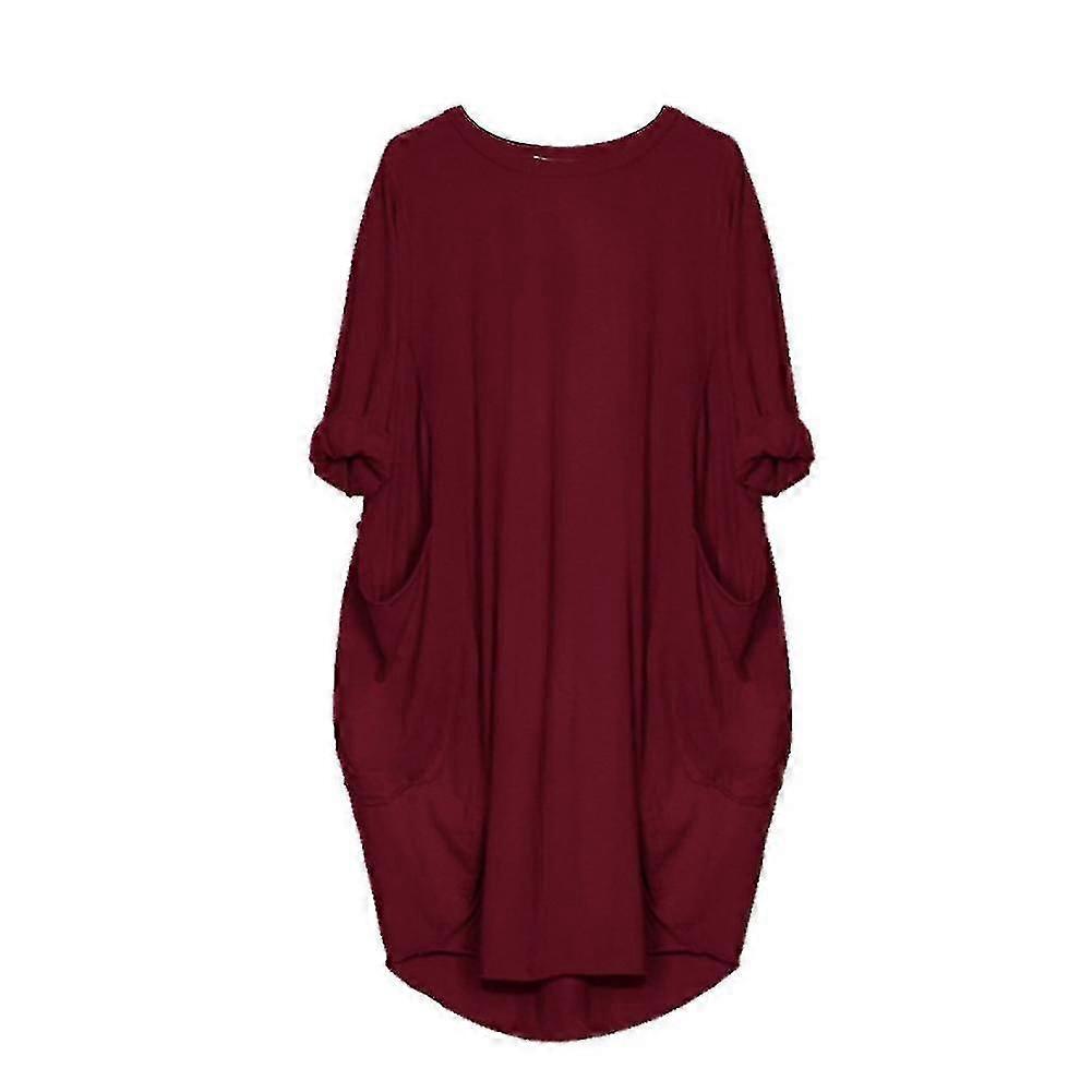Rochie midi lungă Eeve, lejeră, cu buzunare, mărime plus