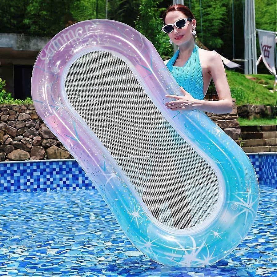 Sequin Gradient Inflatable Pool Float, Summer Water Lounger for Pool Lake Beach