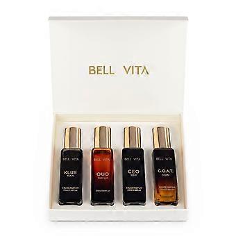 Men's Eau De Parfum Gift Set 4x20ml - Long Lasting Woody Citrus Travel Size Fragrance
