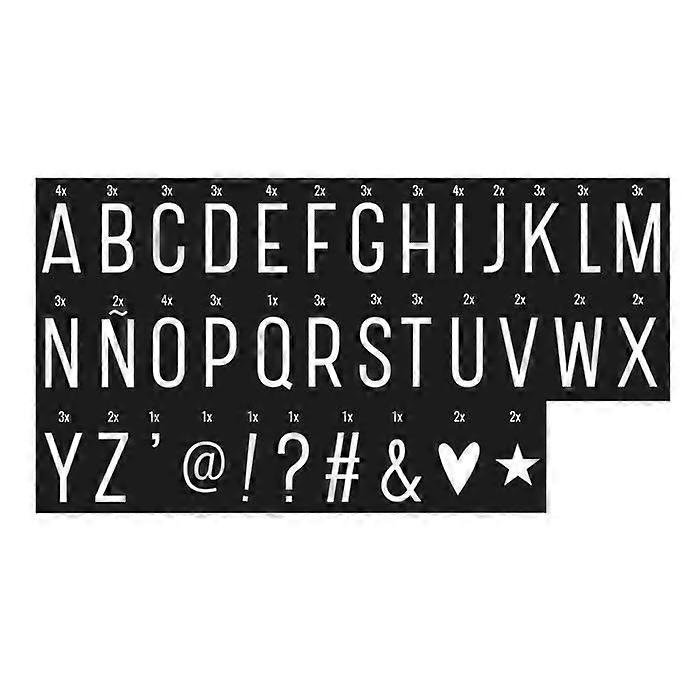Conjunto de letras negras monocromáticas