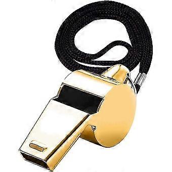 Metal Sports Whistle with Lanyard - Loud Referee Whistle compatible with Basketball, Soccer & Coaching