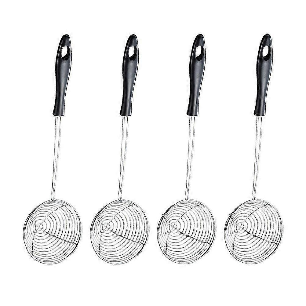 4pcs Practical Noodle Colanders Stainless Steel Steainers Kitchen Tools (Black)