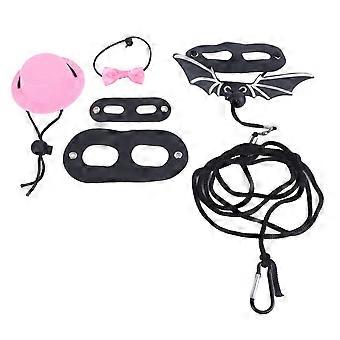 Bearded Dragon Lizard Leash with Hat Bow Tie Collar Adjustable Small Pet Costume Accessories for Outdoor Pink S