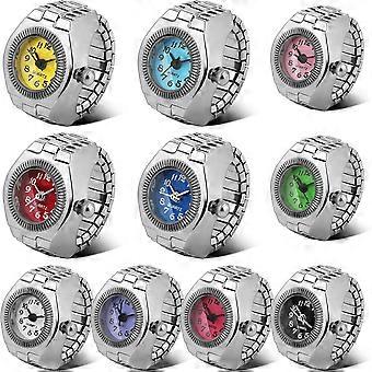 Landical 10 Pcs Finger Watches for Women Men | Adjustable Clock Rings Bulk, Creative Elastic Round Quartz Finger Watches, Gifts for Friends