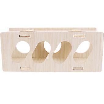 Hamstertunnel-Spielzeug, Holzversteck für Kleintiere, 2-teiliges beiges Set