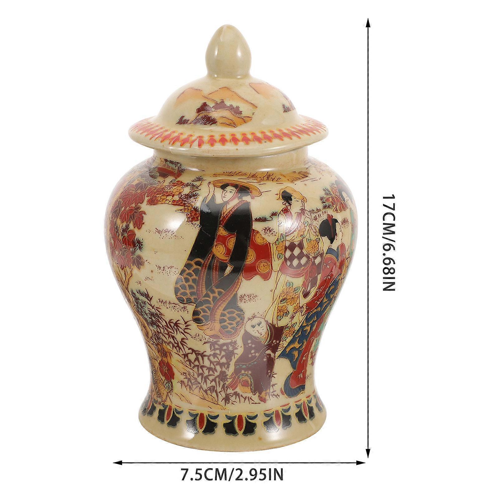 Vintage Ceramic Tea Jar for Storage Multi-Function Desktop Ceramic Jar Ornament