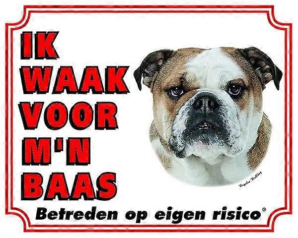 Autocollant King English Bulldog - Panneau d'avertissement - Je veille sur mon maître (3)