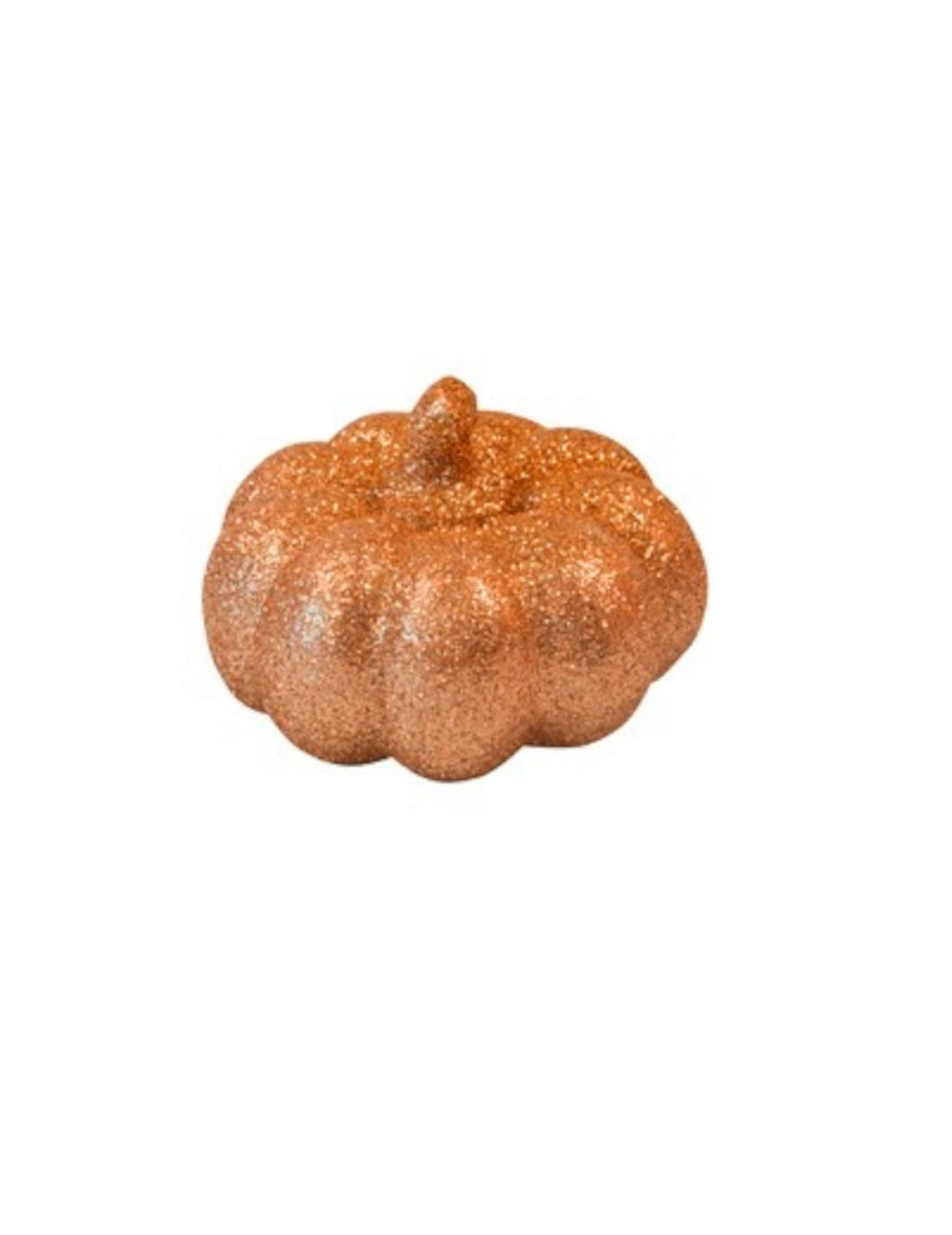 Small orange glitter pumpkin 6.5 cm