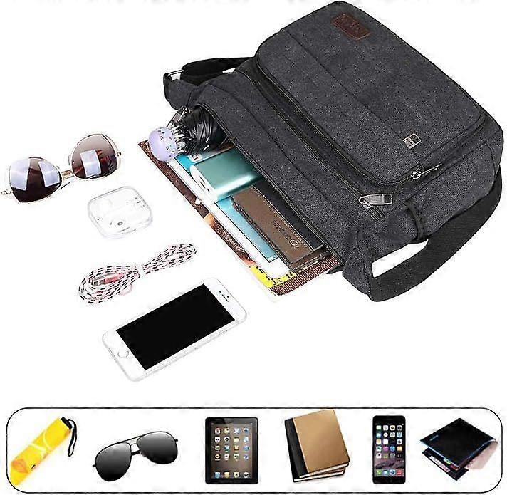 Spacious Canvas Messenger Bag with Multiple Pockets and Adjustable Strap