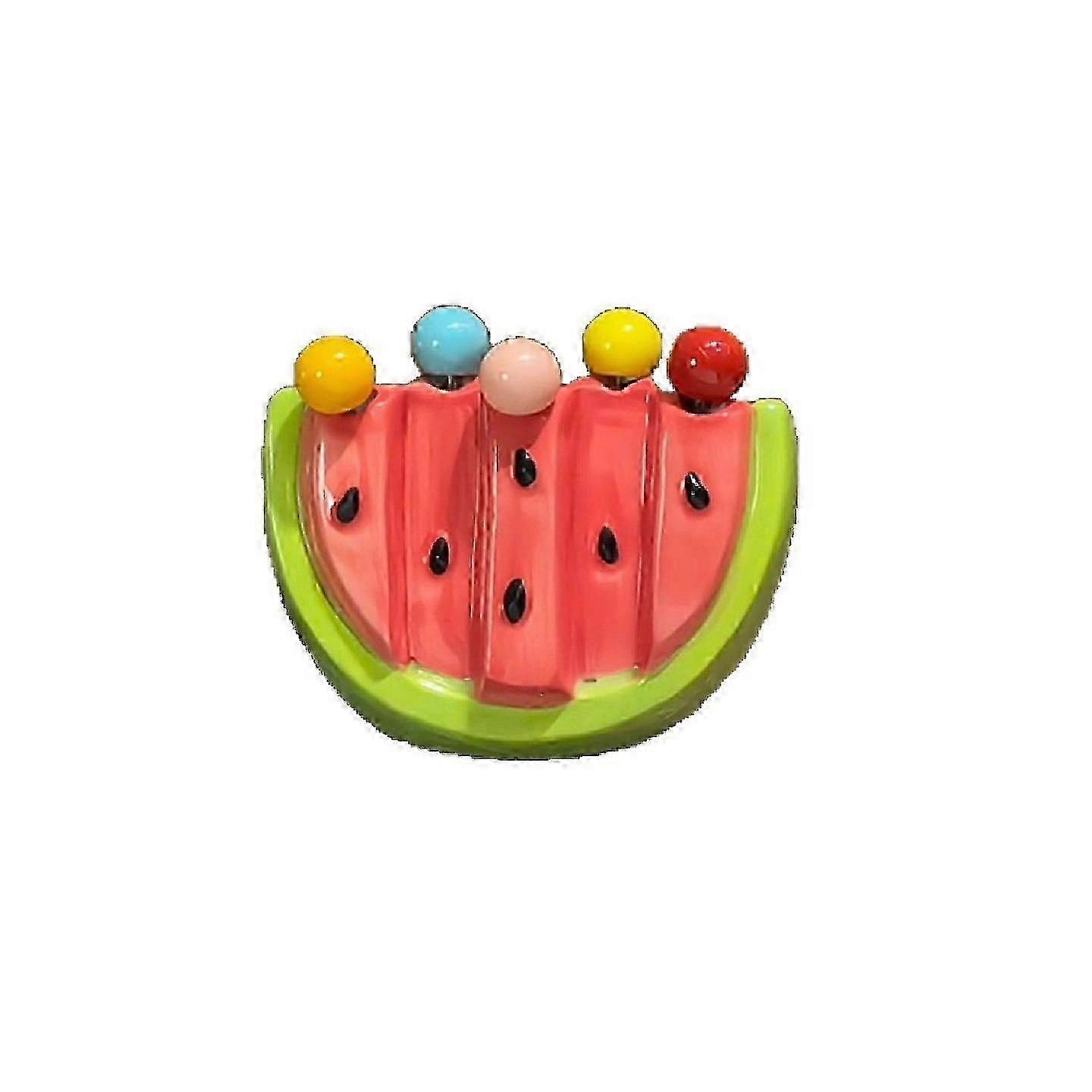 Ceramic Watermelon Fruit Fork With Jar