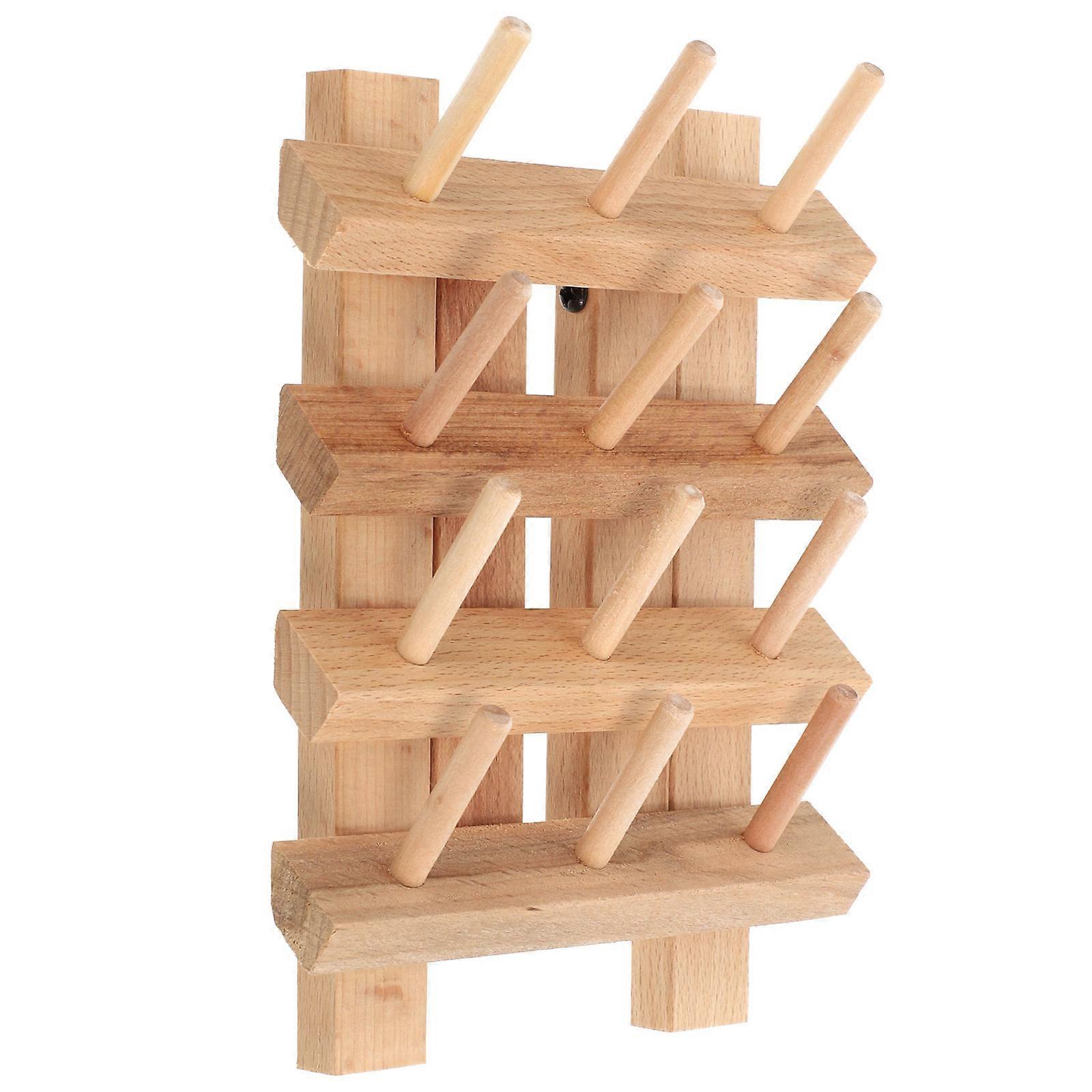 Beech Bobbin Thread Rack for Use Wooden Folding Design
