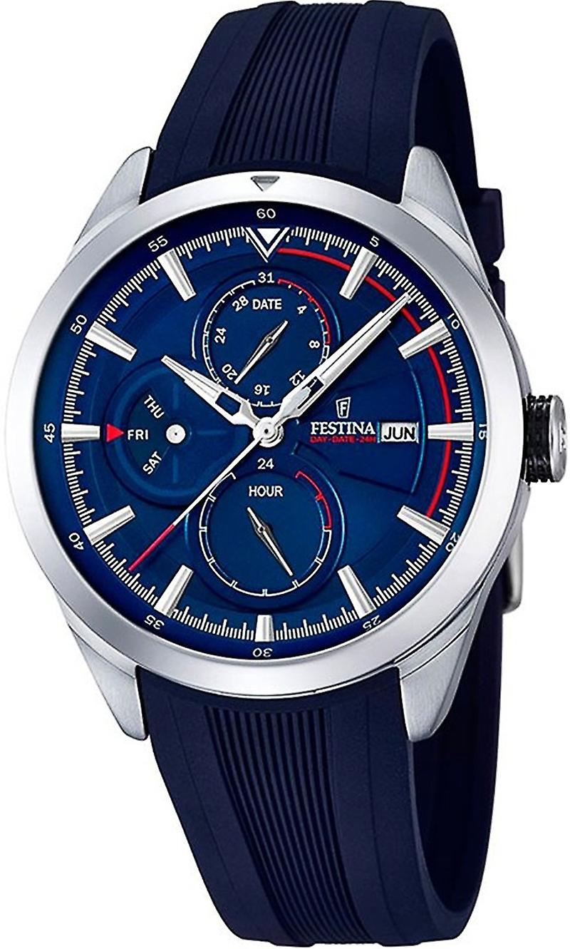 Multifunction Feast Quartz Analog Man Watch with F16829/2 Rubber Bracelet