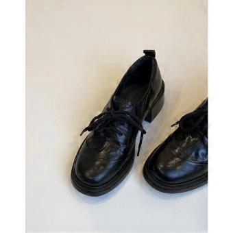 Thick soled leather shoes 2025 autumn and winter women's British style lace up shoes Le Fu shoes women