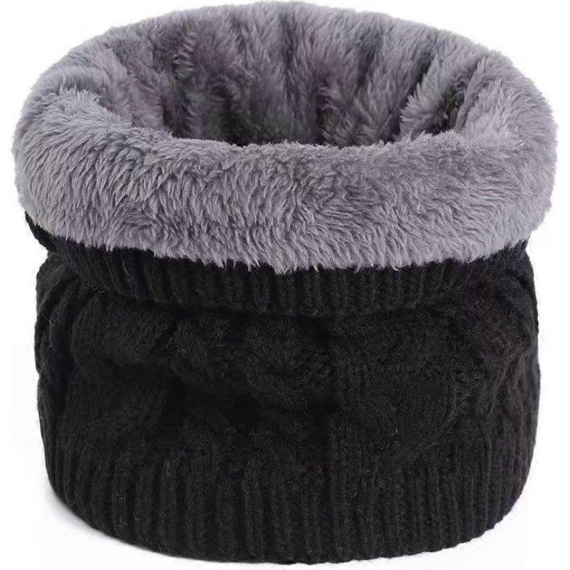 Cable Knit Neck Warmer with Plush Inner Lining and Double Layer Insulation