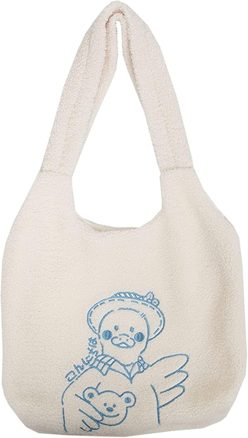 النساء الفتيات لطيف الدب أفخم حقيبة الكتف حمل كبير حقيبة يد فو الفراء التسوق التي يرجع تاريخها حقيبة