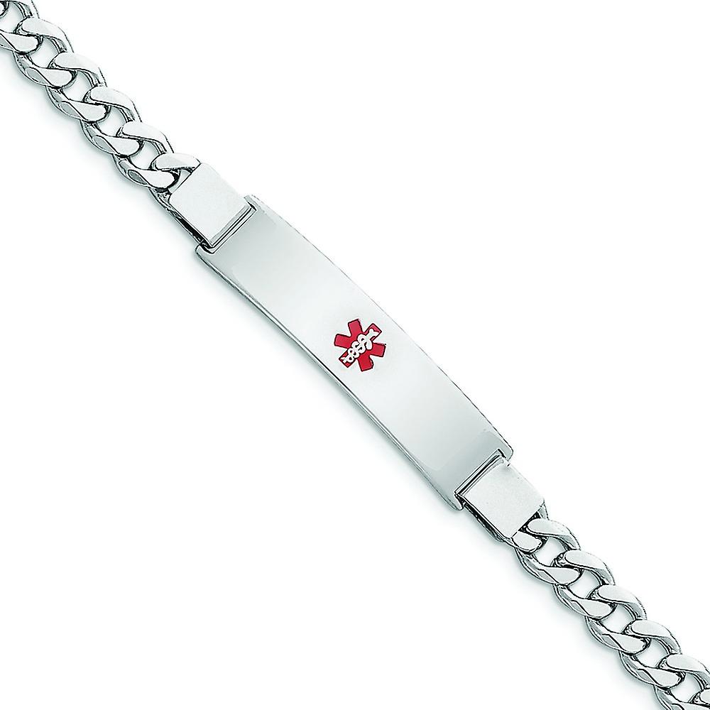 925スターリングシルバーポリッシュメディカルIDカーブリンクブレスレットロブスタークロー識別-女性用ブレスレット-長さ:7〜