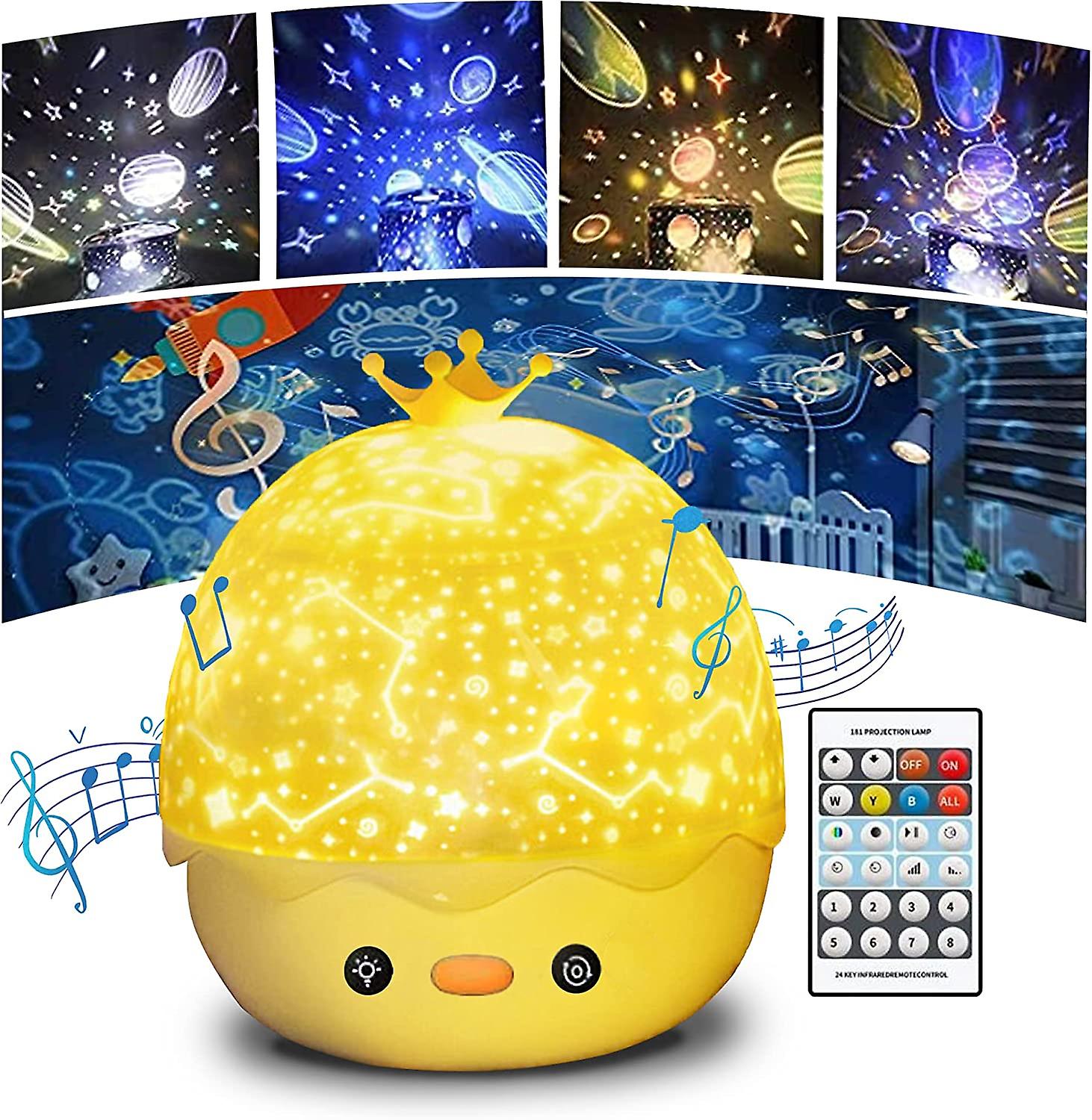Baby Projector Night Light, 360 Rotation Equipped With 6 Kinds Projection Lamp Lights, 8 Kinds Of Relaxing Music, Suitable For Kids, Birthday, Hallowe