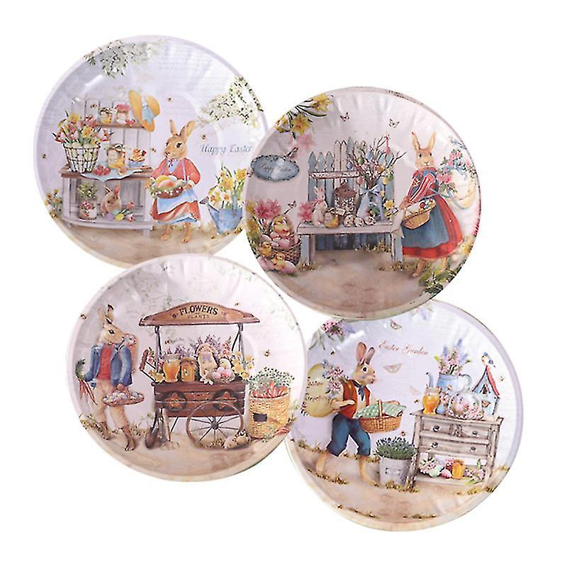 19.5X19.5x2.5cm Assorted Color Serving Trays 4pcs Easter Fruit Serving Plates Iron Fruit Storage Tra