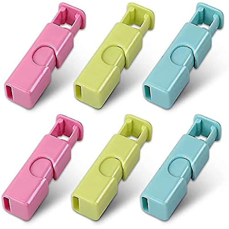 6 Pack Squeeze Bread Bag Cinch Clips, Slip Grip Easy Squeeze & Lock, Assorted Color