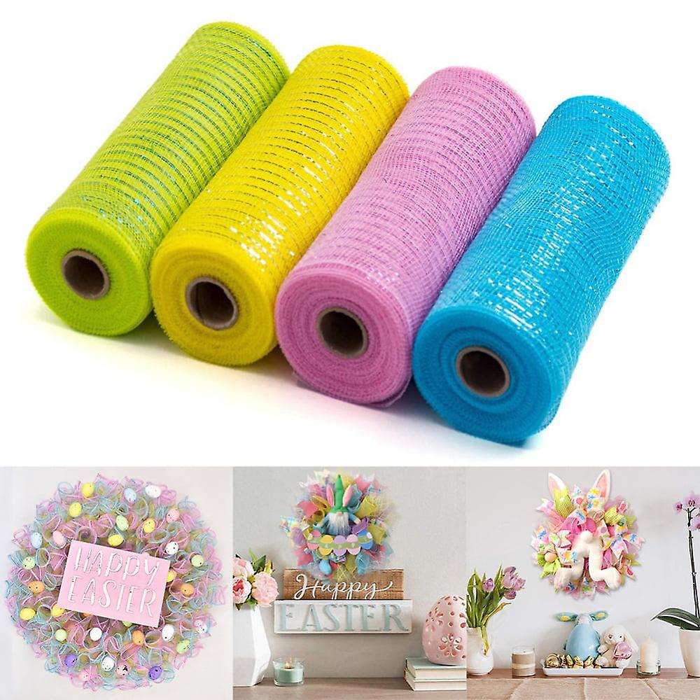 10 inch x 30 feet Metallic Deco Poly Mesh Ribbon,The Exclusive Metallic Mesh with A Unique Touch of Color and Sparkle,4 Packs